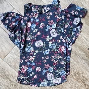 Cute floral cold shoulder top